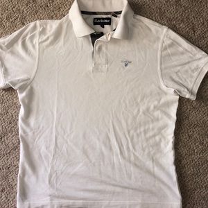 Men’s Barbour white polo shirt. Size medium.